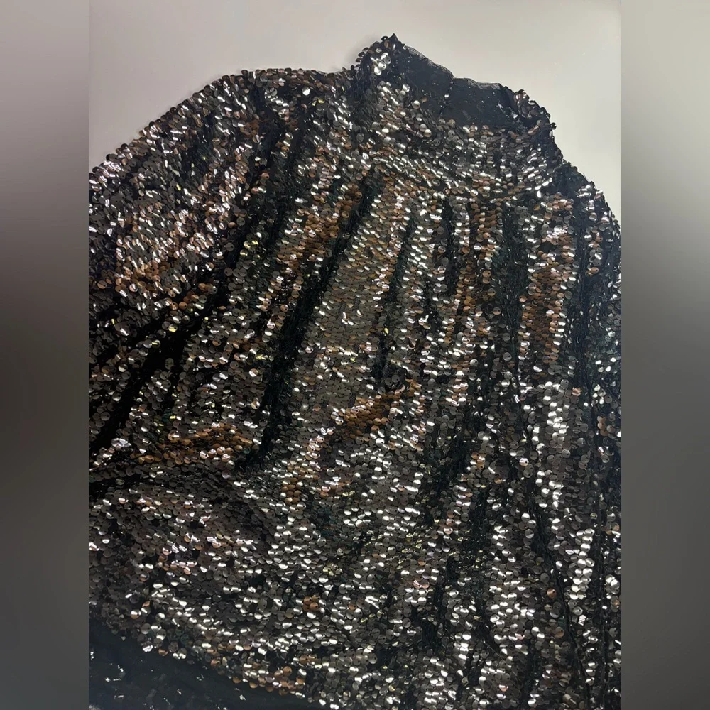 321. Free People Black Sequin Backless Top - Picture 3 of 5